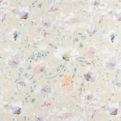 Cotton Jersey Fabric - Flowers Pebble
