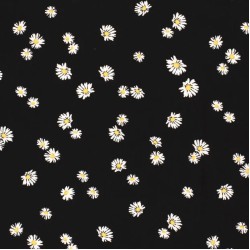 Viscose Poplin Printed Flowers - Black