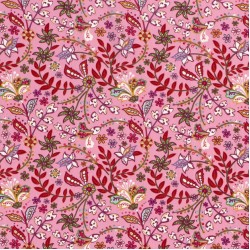Viscose Poplin Fabric Printed Flowers - Pink