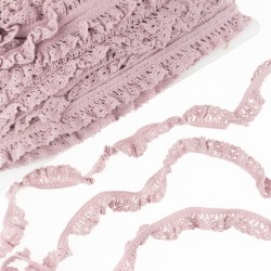 Elastic cotton lace, vintage pink, 19mm