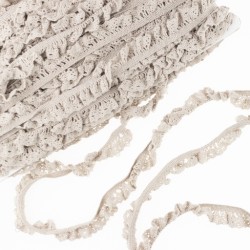 Elastic cotton lace, sand, 19mm